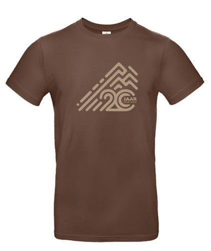 Alpe d’HuZes Unisex T-shirt bruin met taupe opdruk