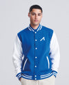 Alpe d’HuZes Unisex Baseballjack blauw/wit met witte opdruk