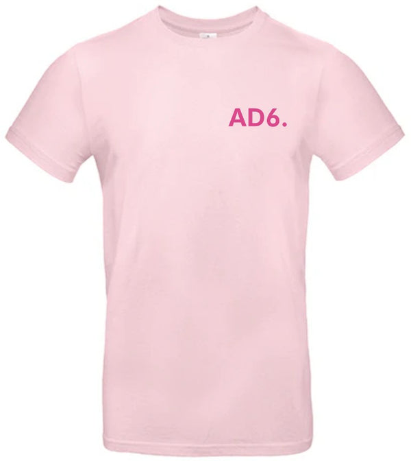 Alpe d’HuZes Unisex T-shirt lichtroze met donkerroze opdruk