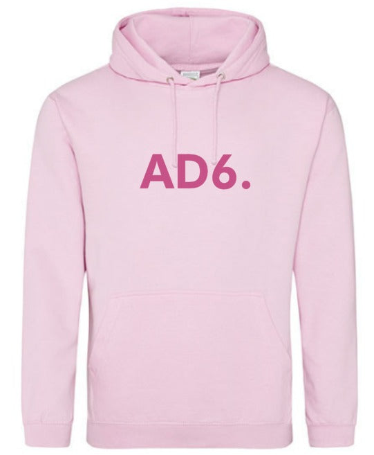 Alpe d’HuZes Unisex hoodie babyroze met roze opdruk