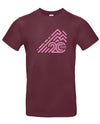 Alpe d’HuZes Unisex T-shirt bordeaux met roze opdruk