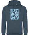 Alpe d'HuZes Unisex hoodie Airforce Blue met Retro opdruk