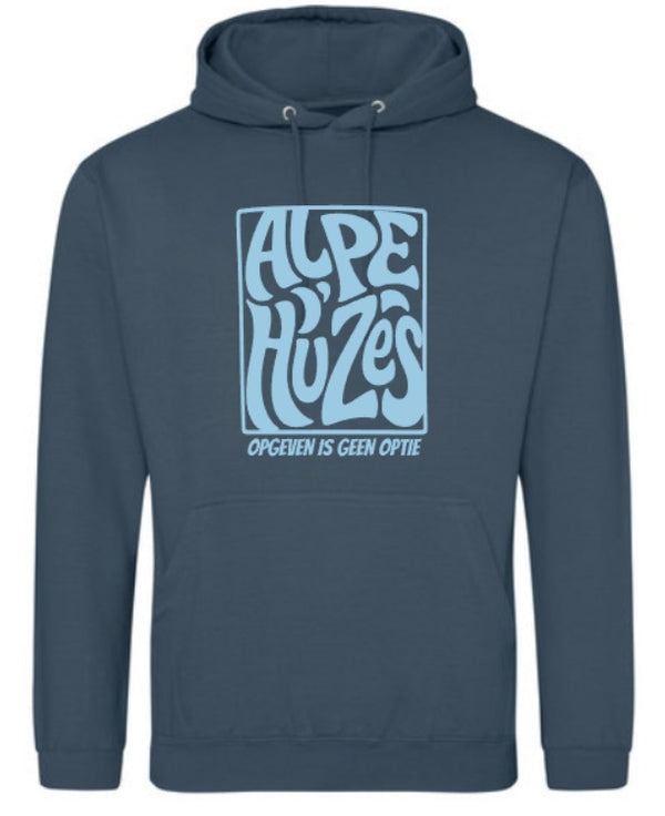 Alpe d'HuZes Unisex hoodie Airforce Blue met Retro opdruk