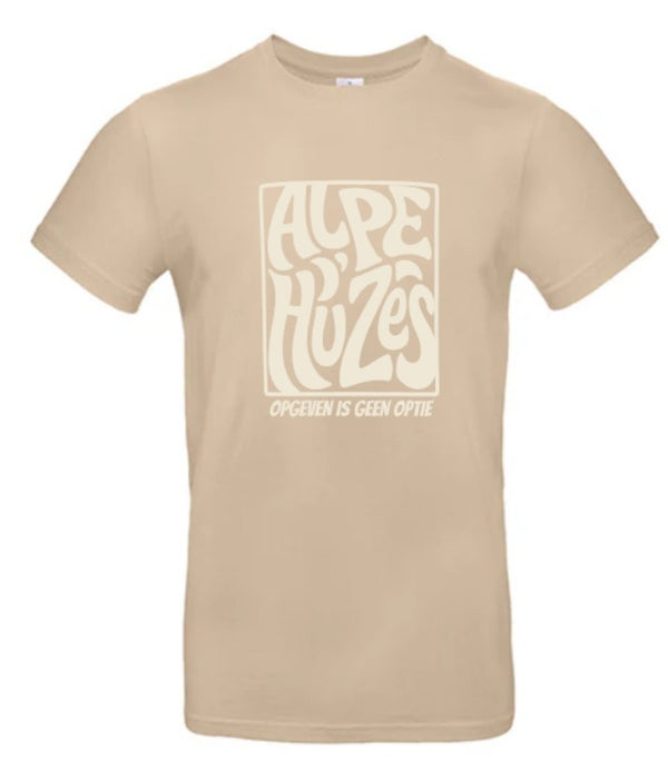 Alpe d'HuZes Unisex t-shirt Sand met Retro opdruk