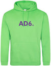 Alpe d’HuZes Unisex hoodie Lime Green met AD6. opdruk