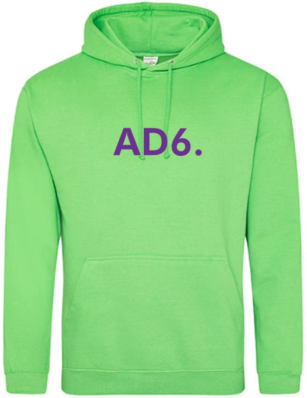 Alpe d’HuZes Unisex hoodie Lime Green met AD6. opdruk