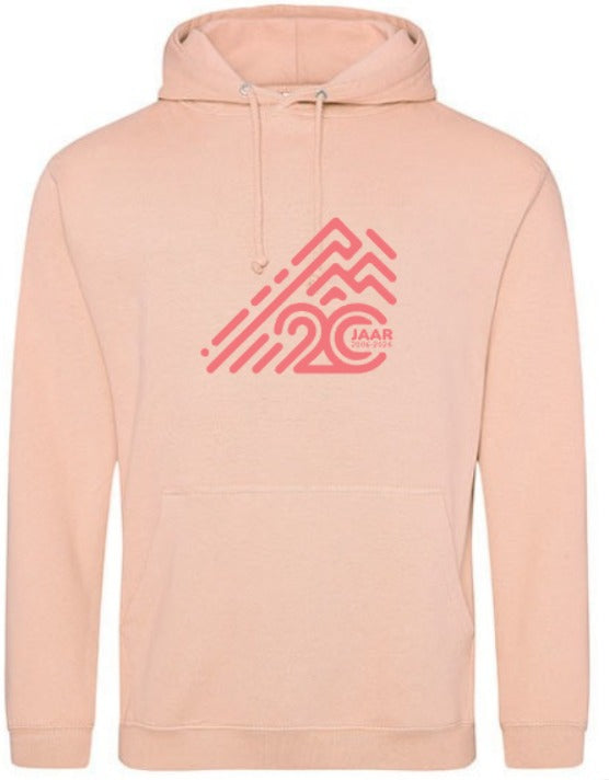Alpe d’HuZes Unisex hoodie Peach met jubileum opdruk